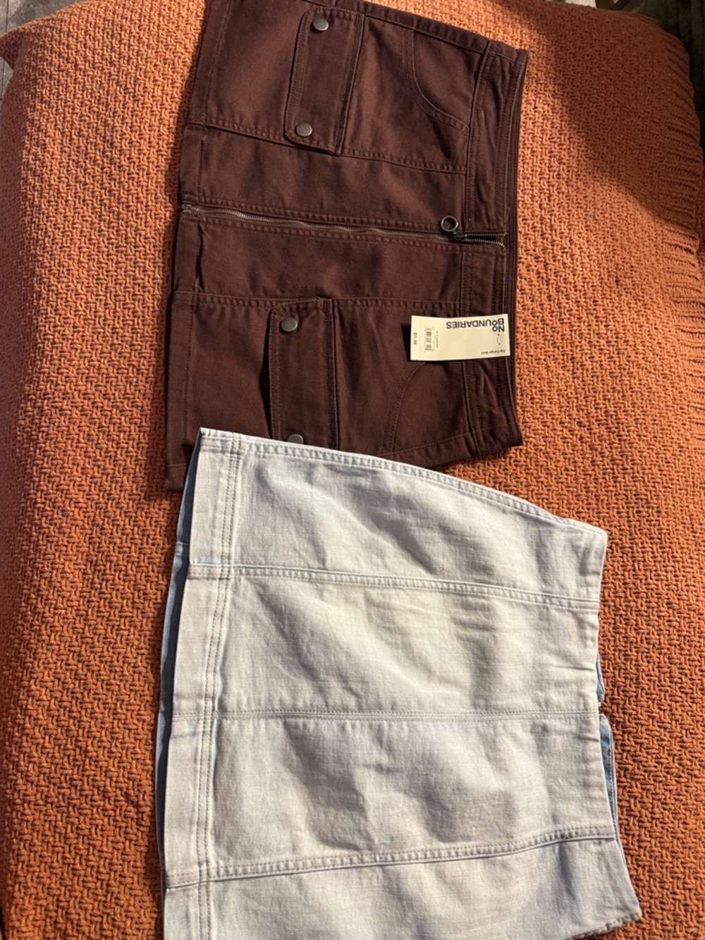 🐻🐦2-Pack Mini Skirts - Brown & Light Blue